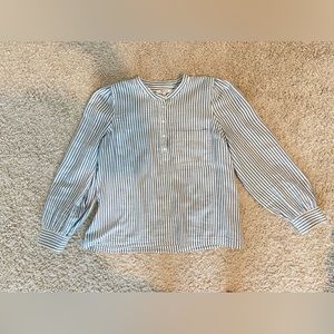 Madewell Puff-Sleeve Popover Shirt in Railroad Stripe